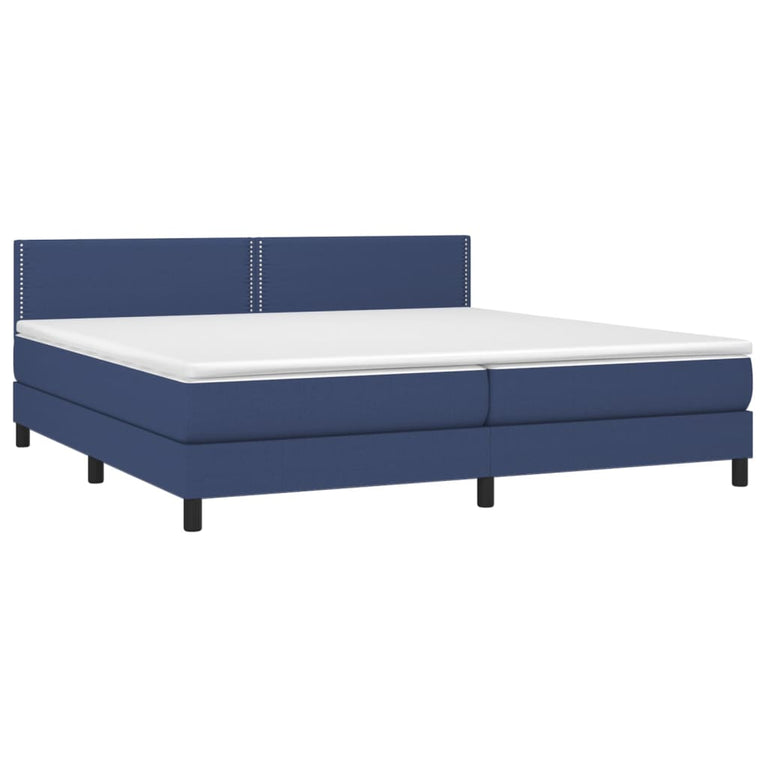 Boxspring met matras stof blauw 200x200 cm