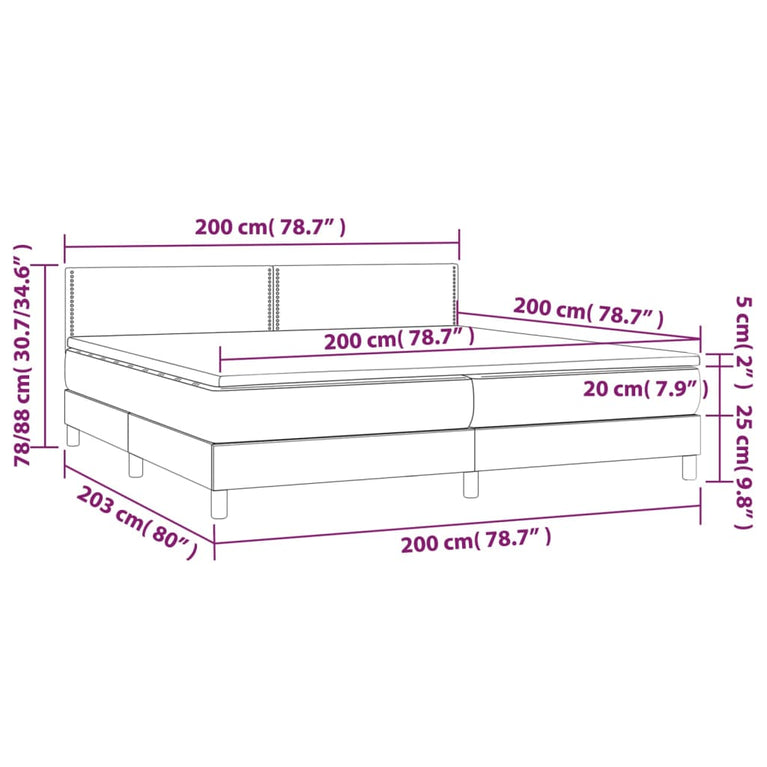Boxspring met matras stof blauw 200x200 cm