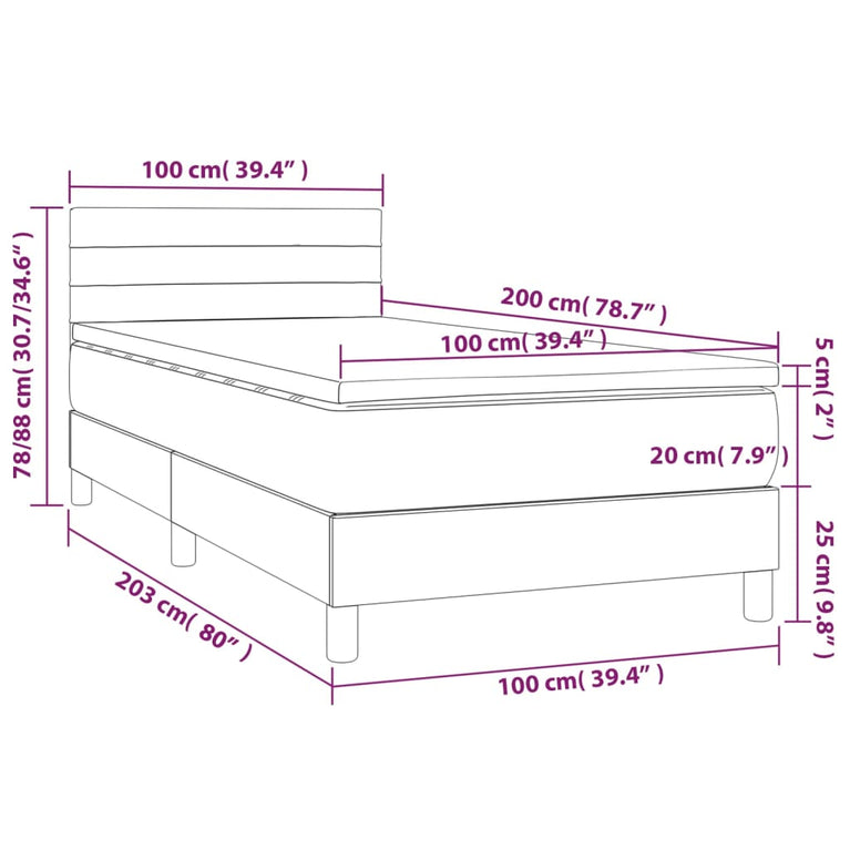 Boxspring met matras stof taupe 100x200 cm