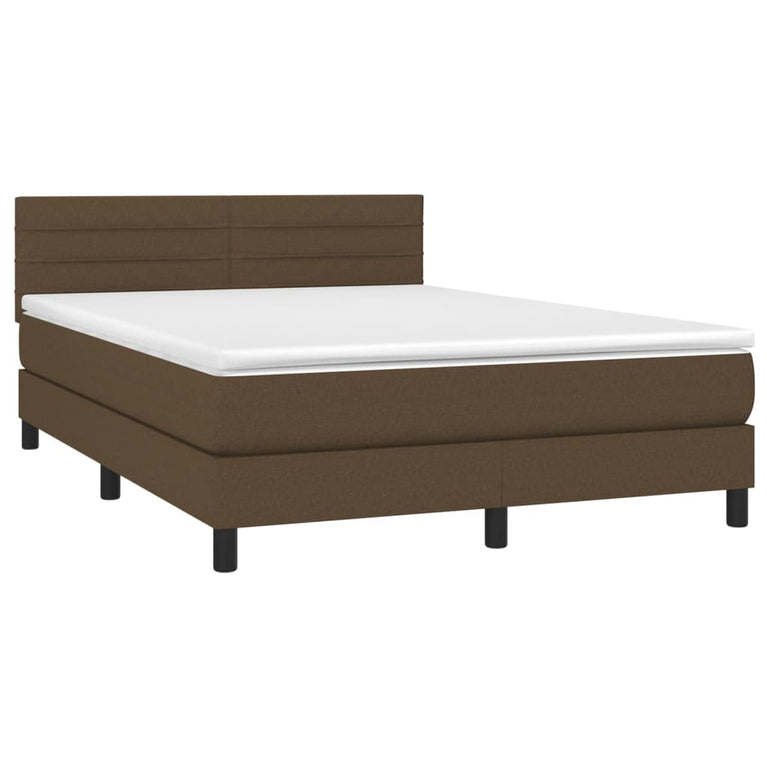 Boxspring met matras stof donkerbruin 140x190 cm
