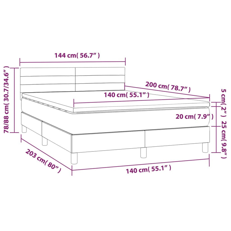 Boxspring met matras stof donkerbruin 140x200 cm