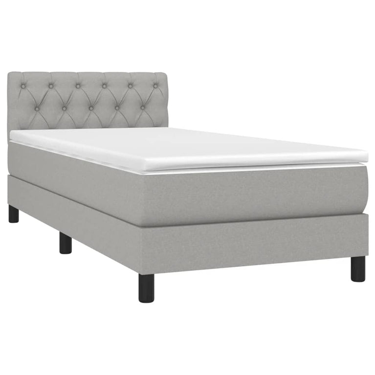 Boxspring met matras stof lichtgrijs 80x200 cm