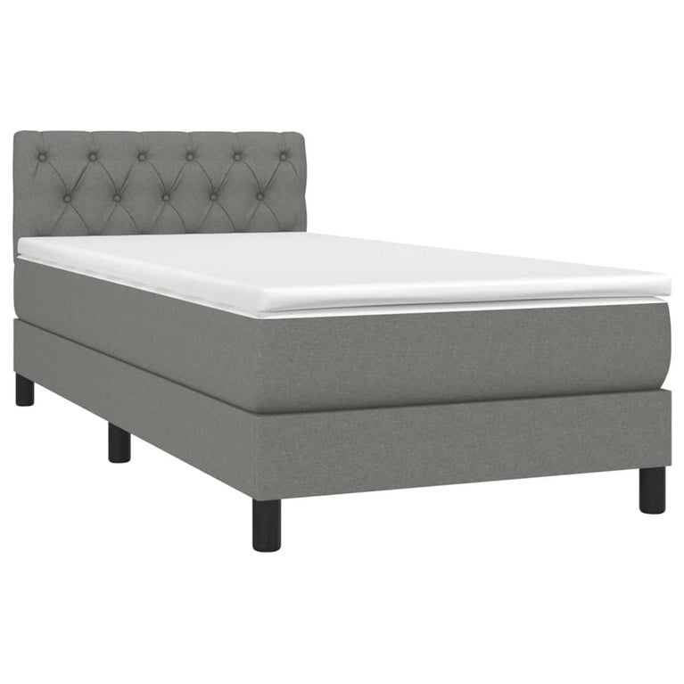 Boxspring met matras stof donkergrijs 80x200 cm