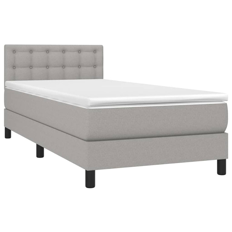 Boxspring met matras stof lichtgrijs 80x200 cm