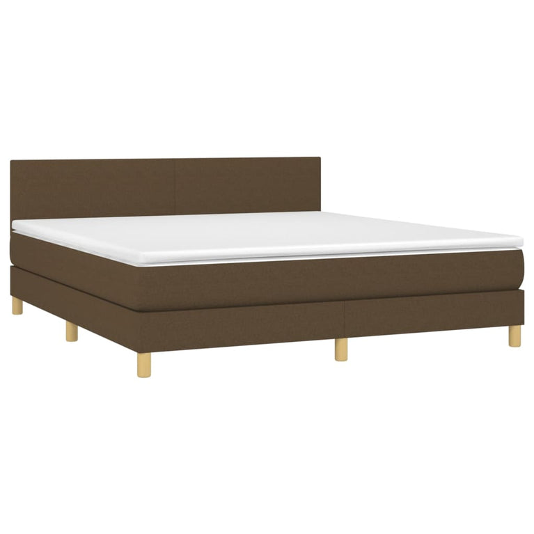 Boxspring met matras stof donkerbruin 180x200 cm