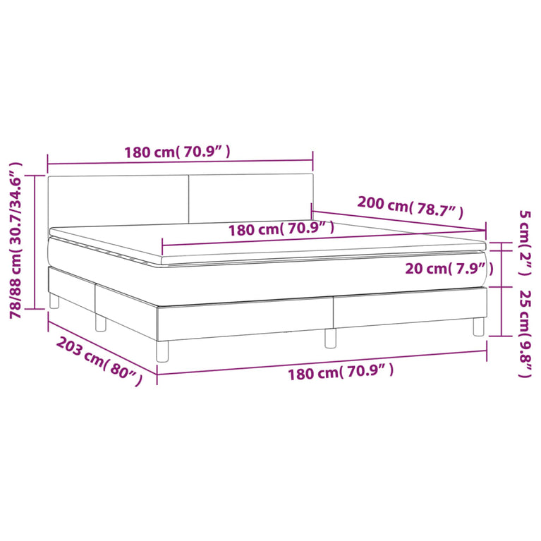 Boxspring met matras stof donkerbruin 180x200 cm