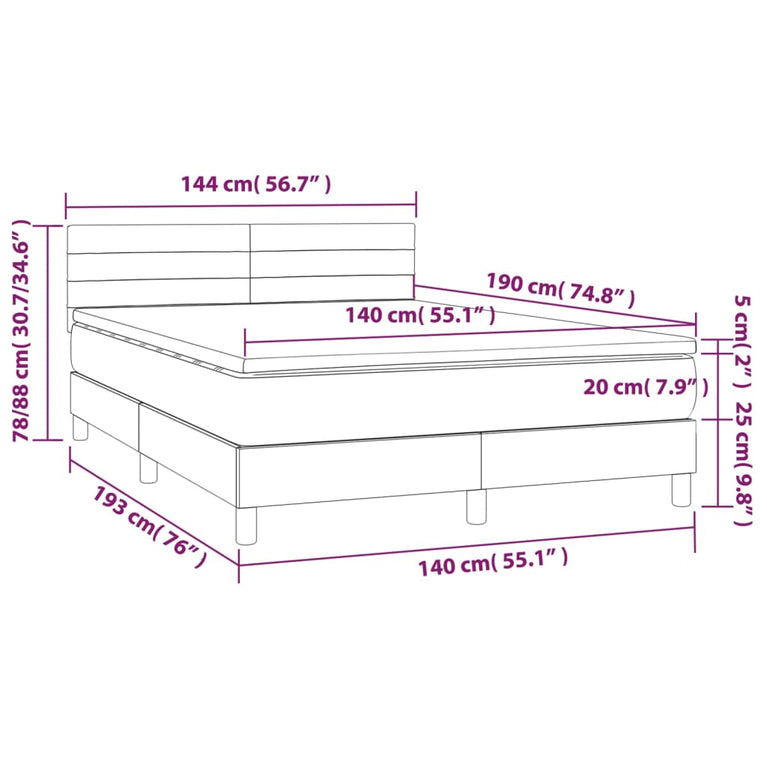 Boxspring met matras stof donkerbruin 140x190 cm
