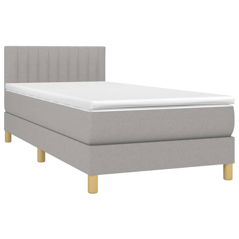 Boxspring met matras stof lichtgrijs 80x200 cm