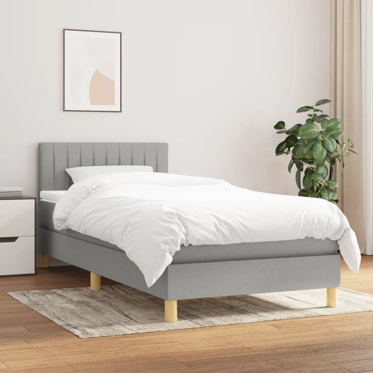 Boxspring met matras stof lichtgrijs 80x200 cm