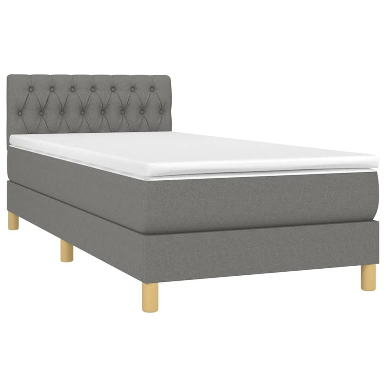 Boxspring met matras stof donkergrijs 90x190 cm