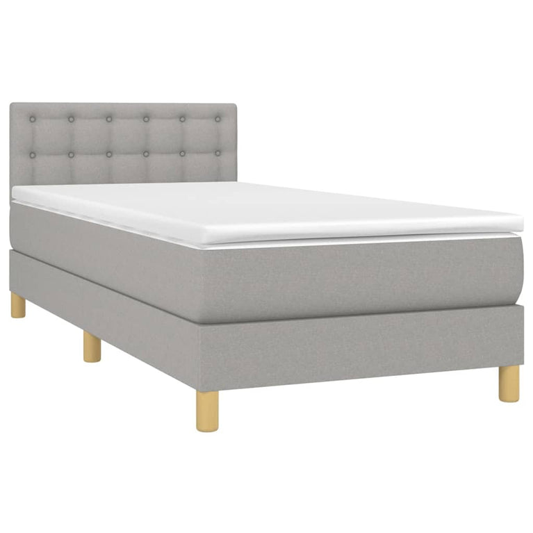 Boxspring met matras stof lichtgrijs 80x200 cm