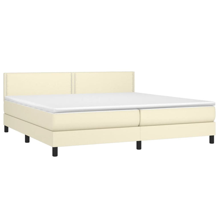Boxspring met matras kunstleer crèmekleurig 200x200 cm