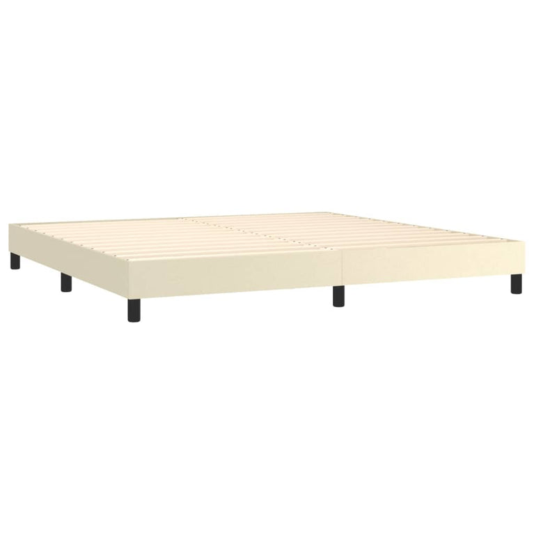 Boxspring met matras kunstleer crèmekleurig 200x200 cm