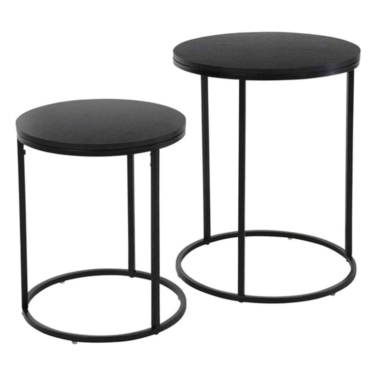 H&S Collection Bijzettafelset 2 st met houten blad zwart MeubelReus
