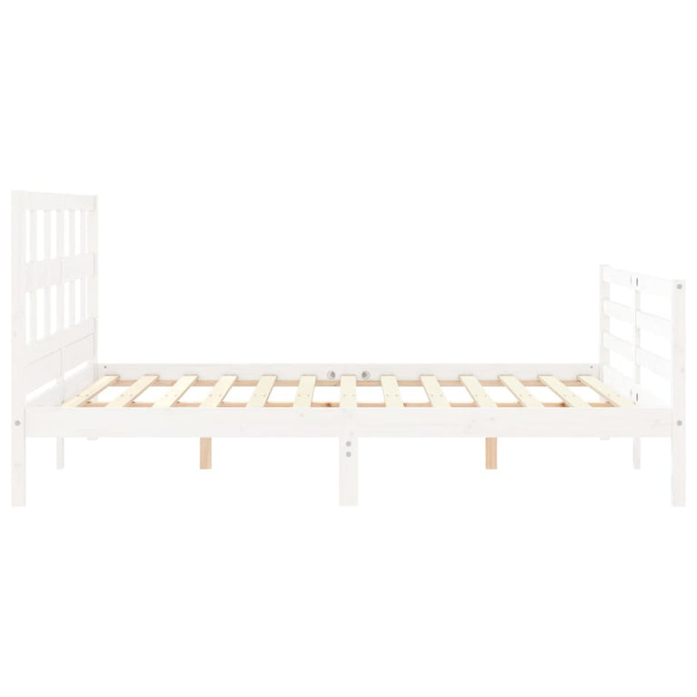 Bedframe met hoofdbord massief hout wit 5 FT King Size