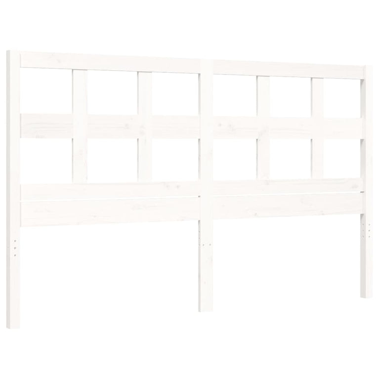 Bedframe met hoofdbord massief hout wit 5 FT King Size