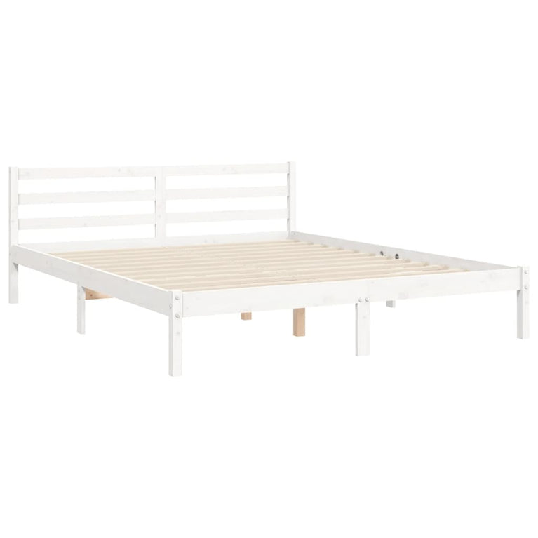 Bedframe met hoofdbord massief hout wit 5 FT King Size