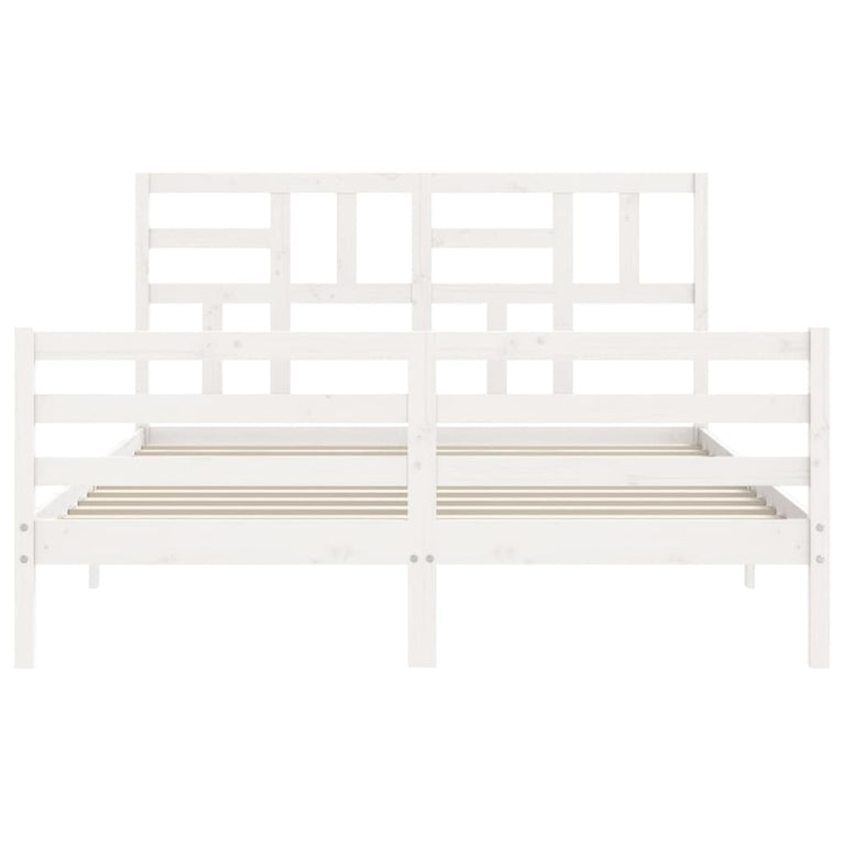 Bedframe met hoofdbord massief hout wit 5 FT King Size