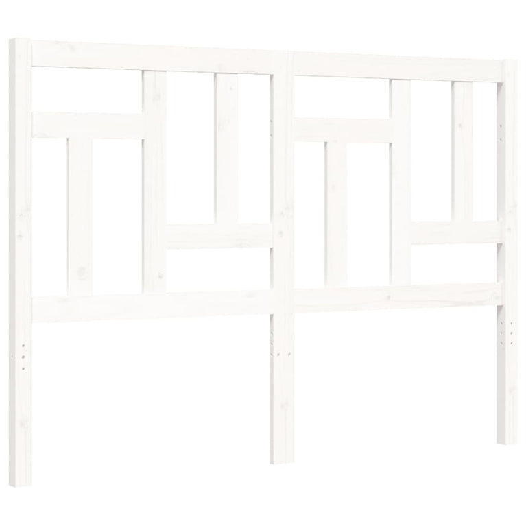 Bedframe met hoofdbord massief hout wit 140x190 cm