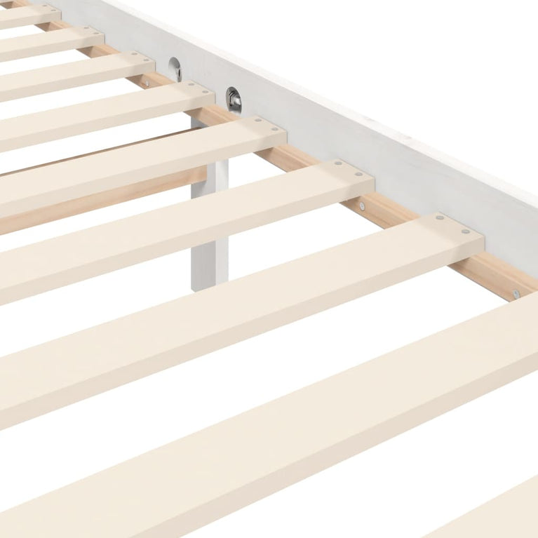 Bedframe met hoofdbord massief hout wit 140x190 cm