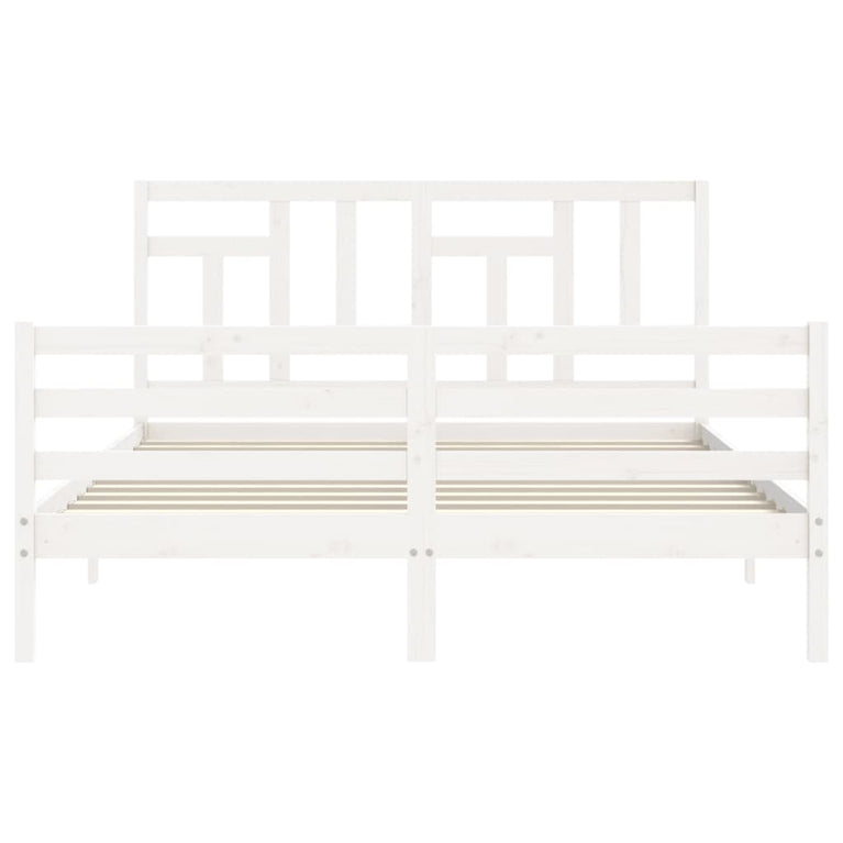 Bedframe met hoofdbord massief hout wit 5 FT King Size