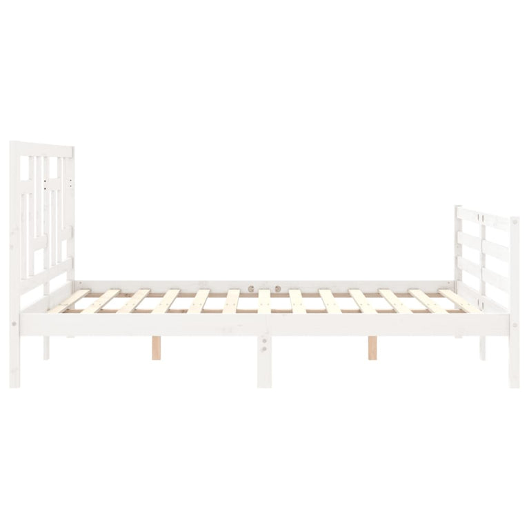 Bedframe met hoofdbord massief hout wit 5 FT King Size
