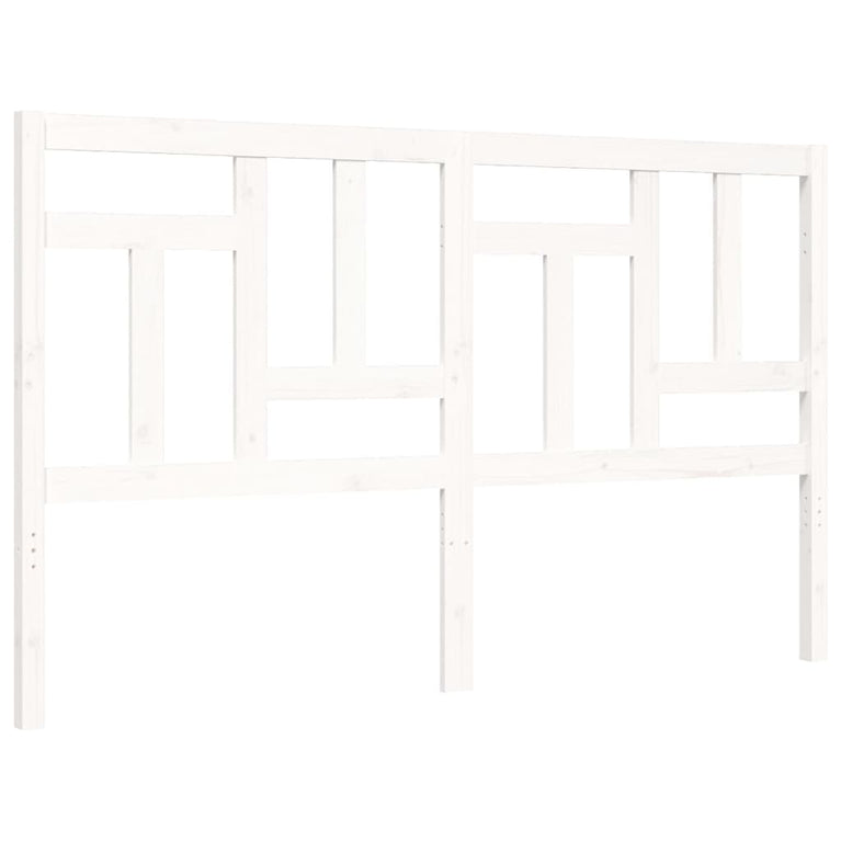 Bedframe met hoofdbord massief hout wit 5 FT King Size