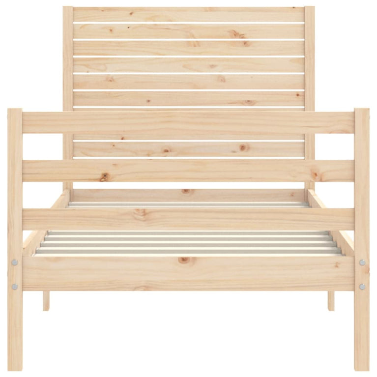 Bedframe met hoofdbord massief hout 2FT6 Small Single