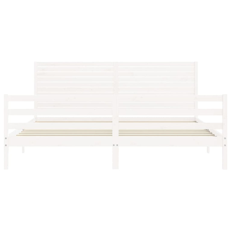 Bedframe met hoofdbord massief hout wit Super King Size
