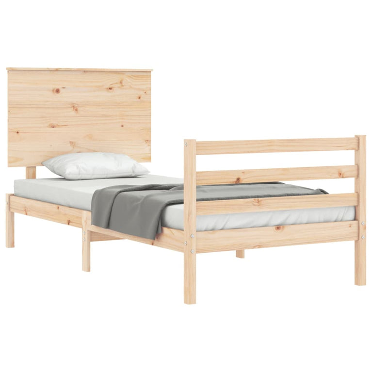 Bedframe met hoofdbord massief hout 3FT Single