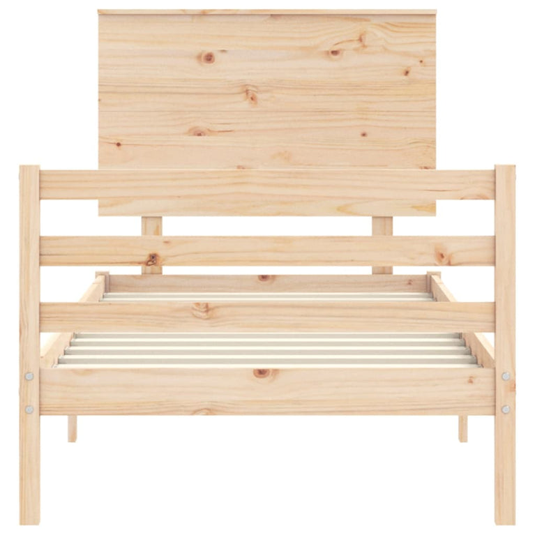 Bedframe met hoofdbord massief hout 3FT Single