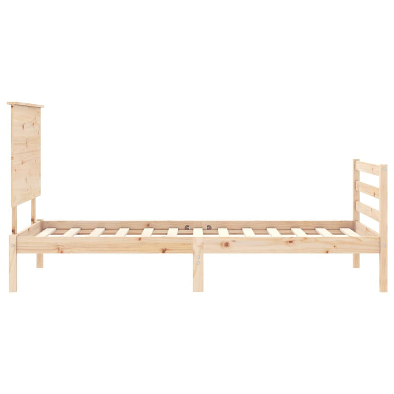 Bedframe met hoofdbord massief hout 3FT Single