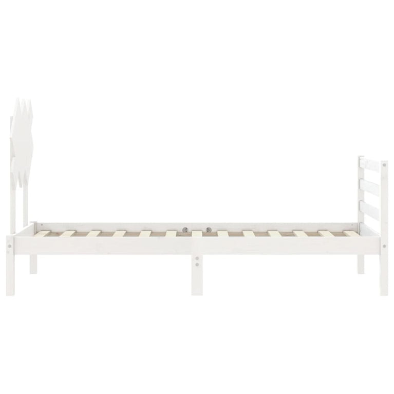 Bedframe met hoofdbord massief hout wit 3FT Single