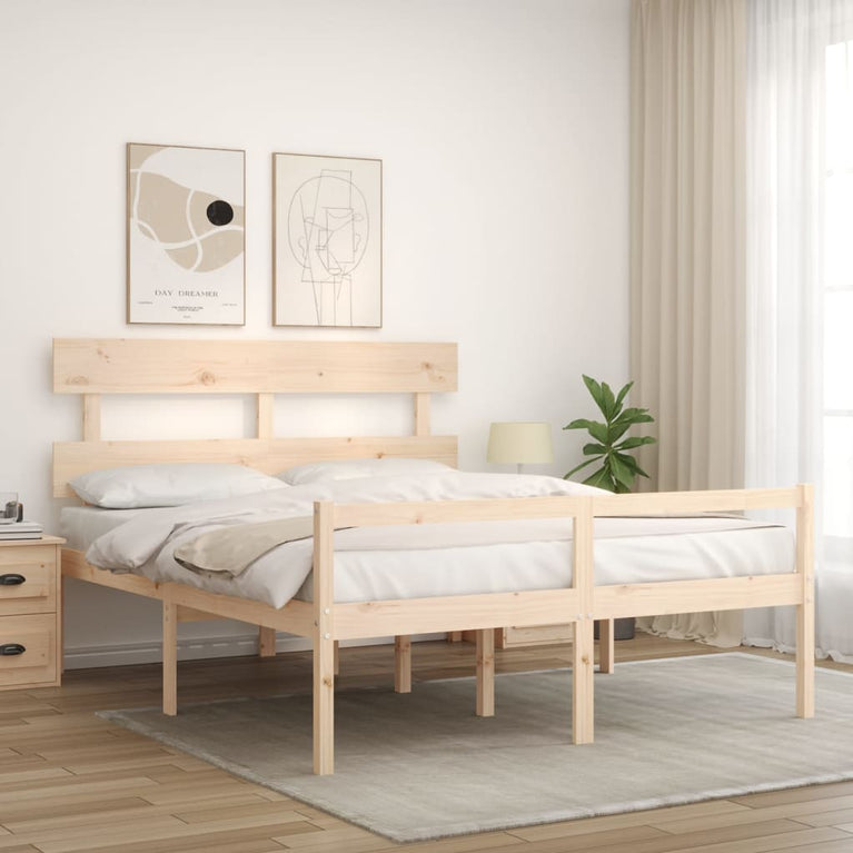 Seniorenbed met hoofdbord massief hout 160x200 cm