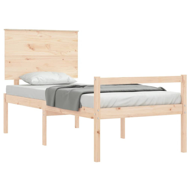 Seniorenbed met hoofdbord massief hout Single