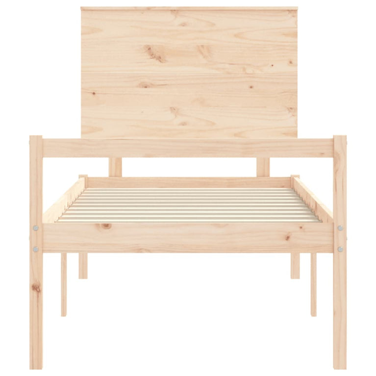 Seniorenbed met hoofdbord massief hout Single