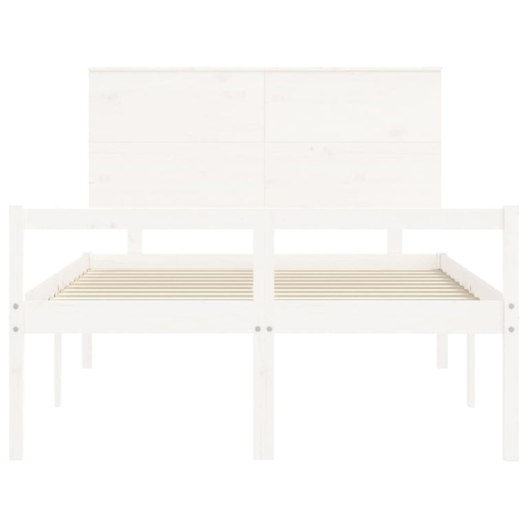Seniorenbed met hoofdbord massief hout wit Double