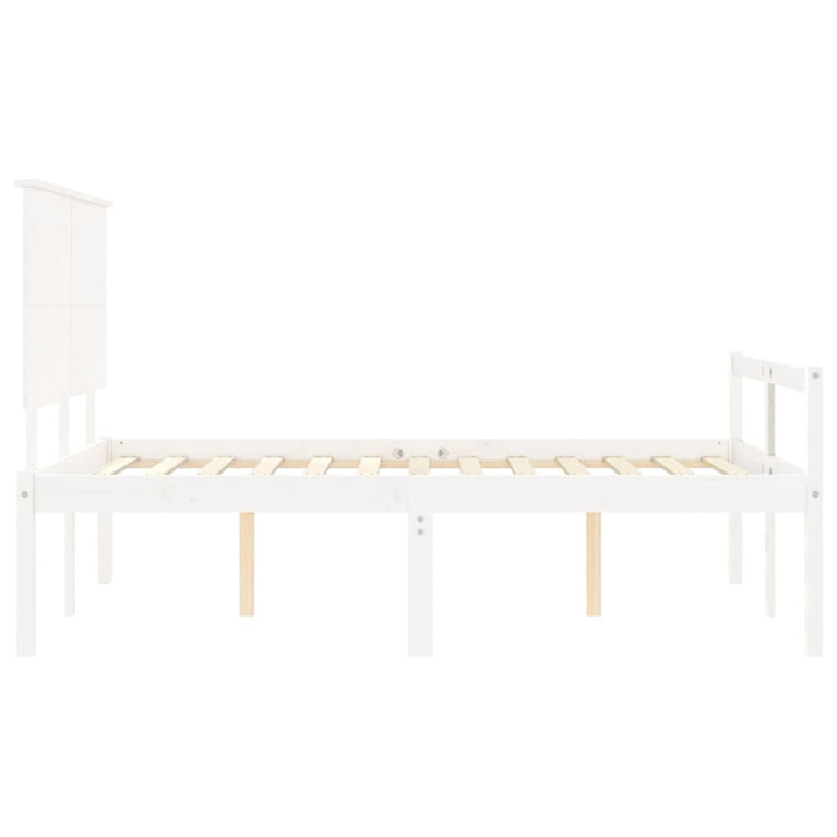Seniorenbed met hoofdbord massief hout wit Double