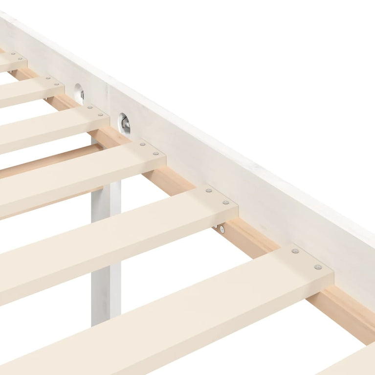Seniorenbed met hoofdbord massief hout wit Double
