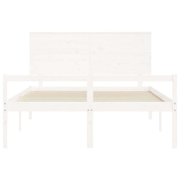 Seniorenbed met hoofdbord massief hout wit 160x200 cm