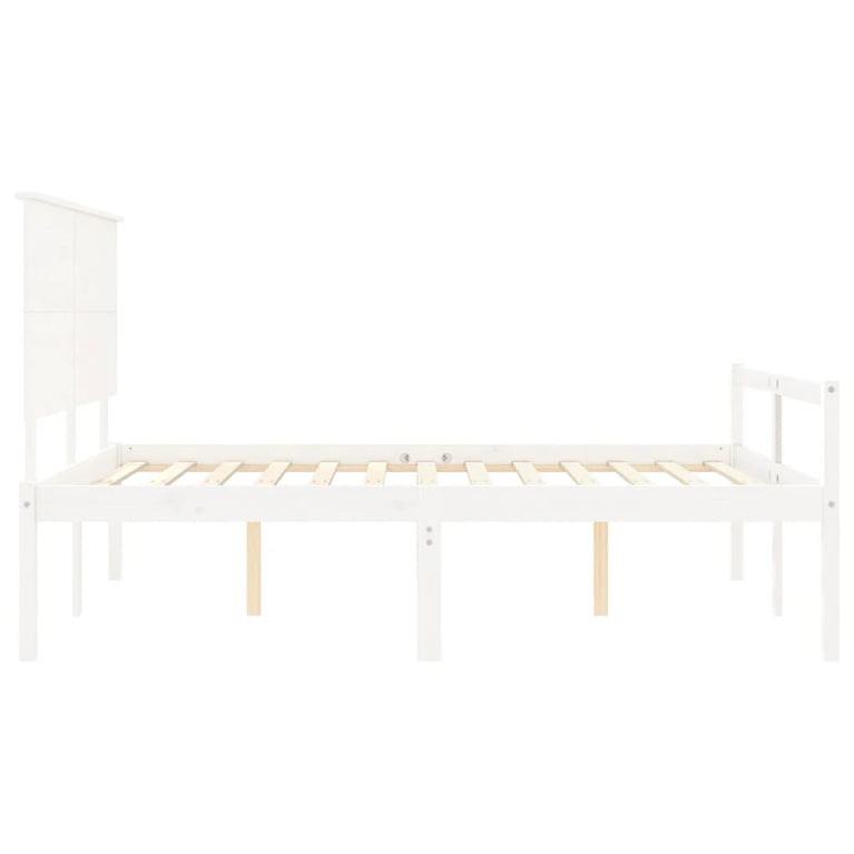 Seniorenbed met hoofdbord massief hout wit 160x200 cm