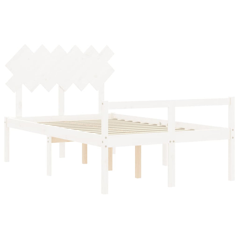 Seniorenbed met hoofdbord massief hout wit Small Double
