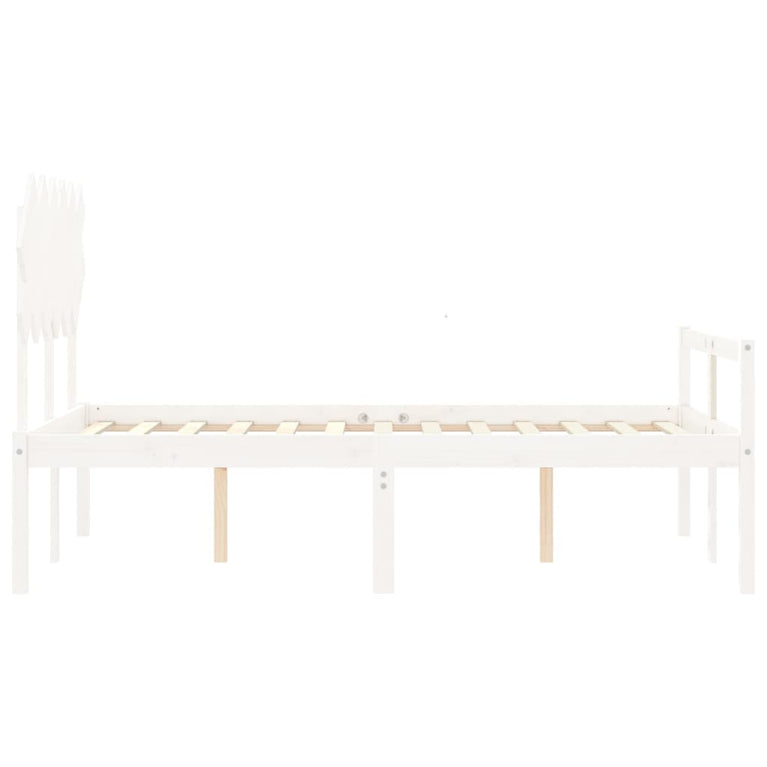 Seniorenbed met hoofdbord massief hout wit Small Double