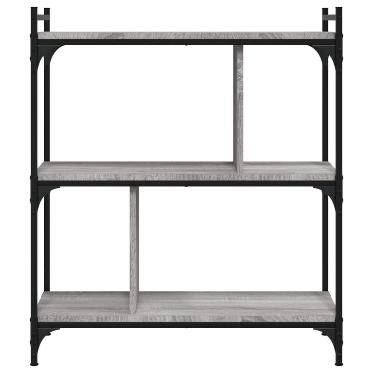 Boekenkast 3-laags 76x32x88 cm bewerkt hout grijs sonoma MeubelReus