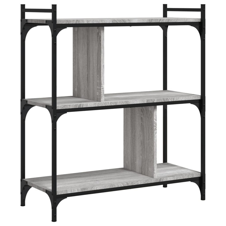 Boekenkast 3-laags 76x32x88 cm bewerkt hout grijs sonoma MeubelReus