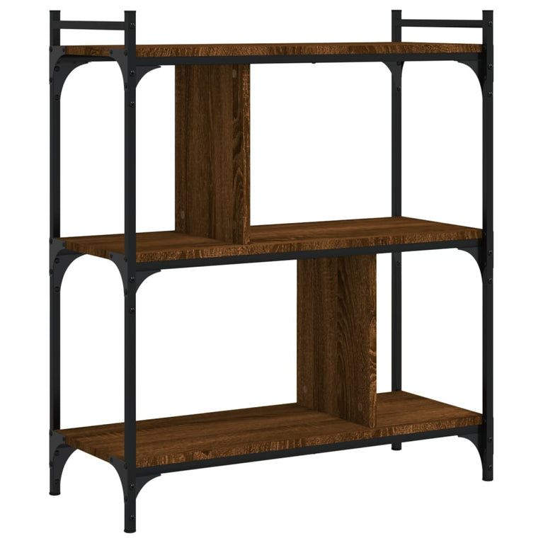 Boekenkast 3-laags 76x32x88 cm bewerkt hout bruin eikenkleur MeubelReus