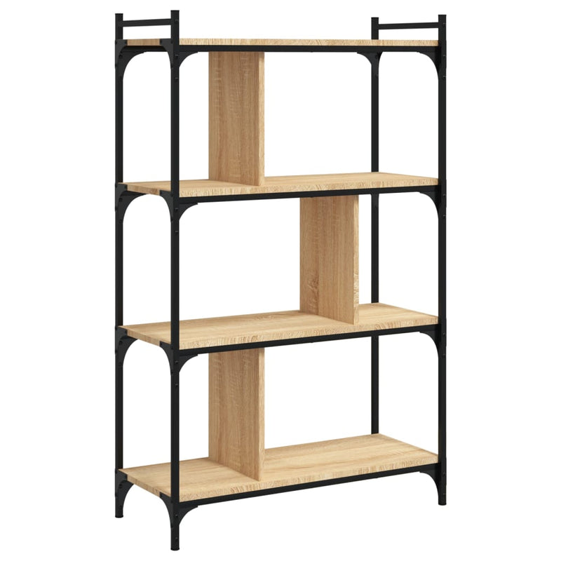 Boekenkast 4-laags 76x32x123 cm bewerkt hout sonoma eikenkleur MeubelReus