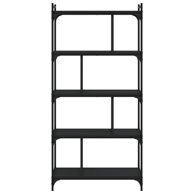 Boekenkast 5-laags 76x32x158 cm bewerkt hout zwart MeubelReus
