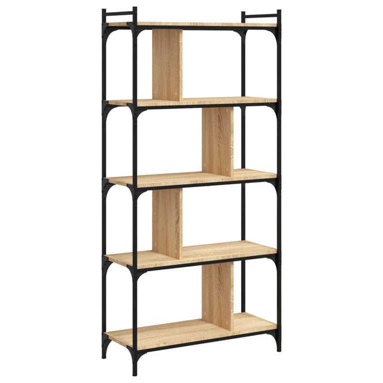 Boekenkast 5-laags 76x32x158 cm bewerkt hout sonoma eikenkleur MeubelReus