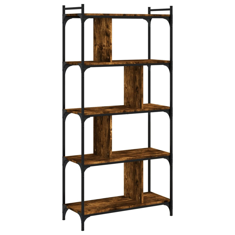 Boekenkast 5-laags 76x32x158 cm bewerkt hout gerookt eikenkleur MeubelReus